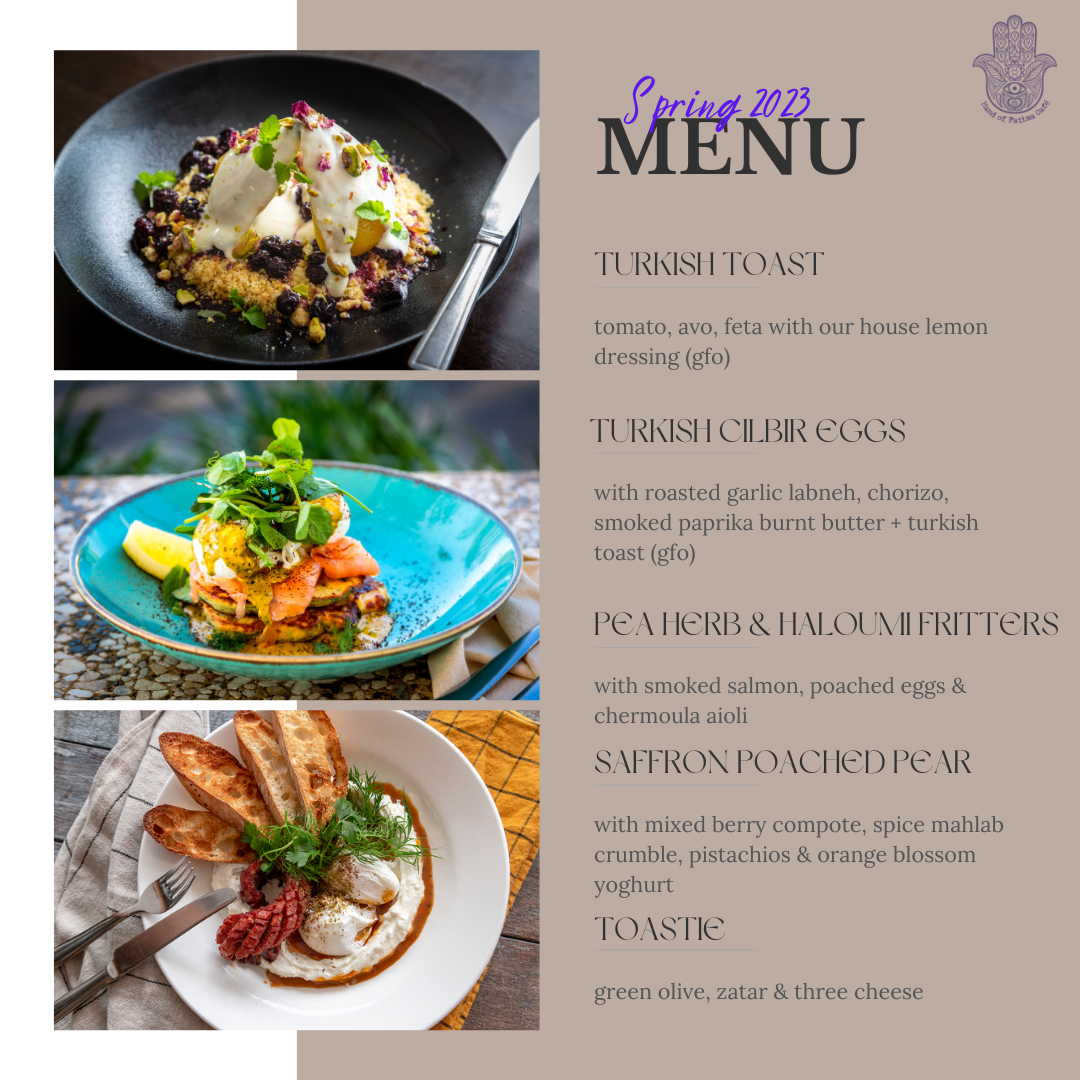 Menu, Hand of Fatima Cafe