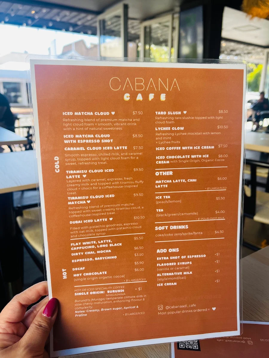Menu, CABANA ADL