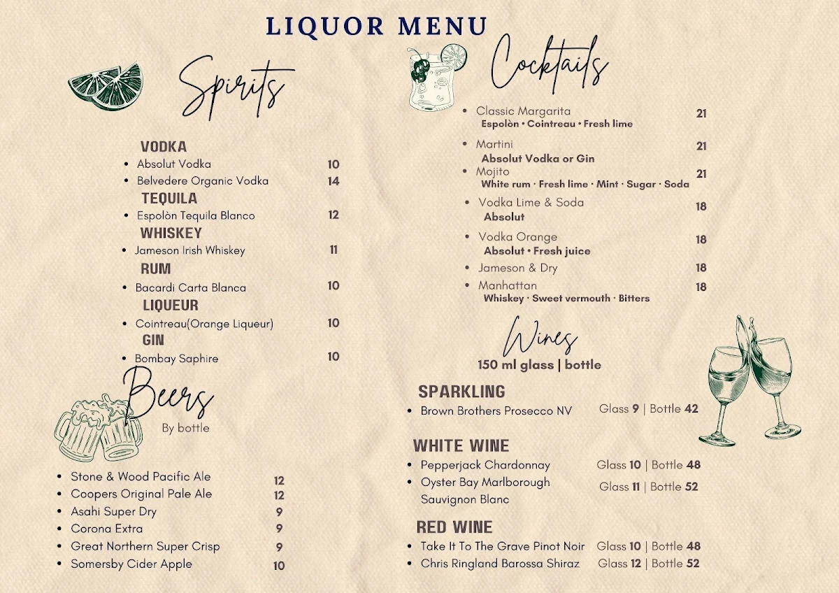 Menu, CABANA ADL