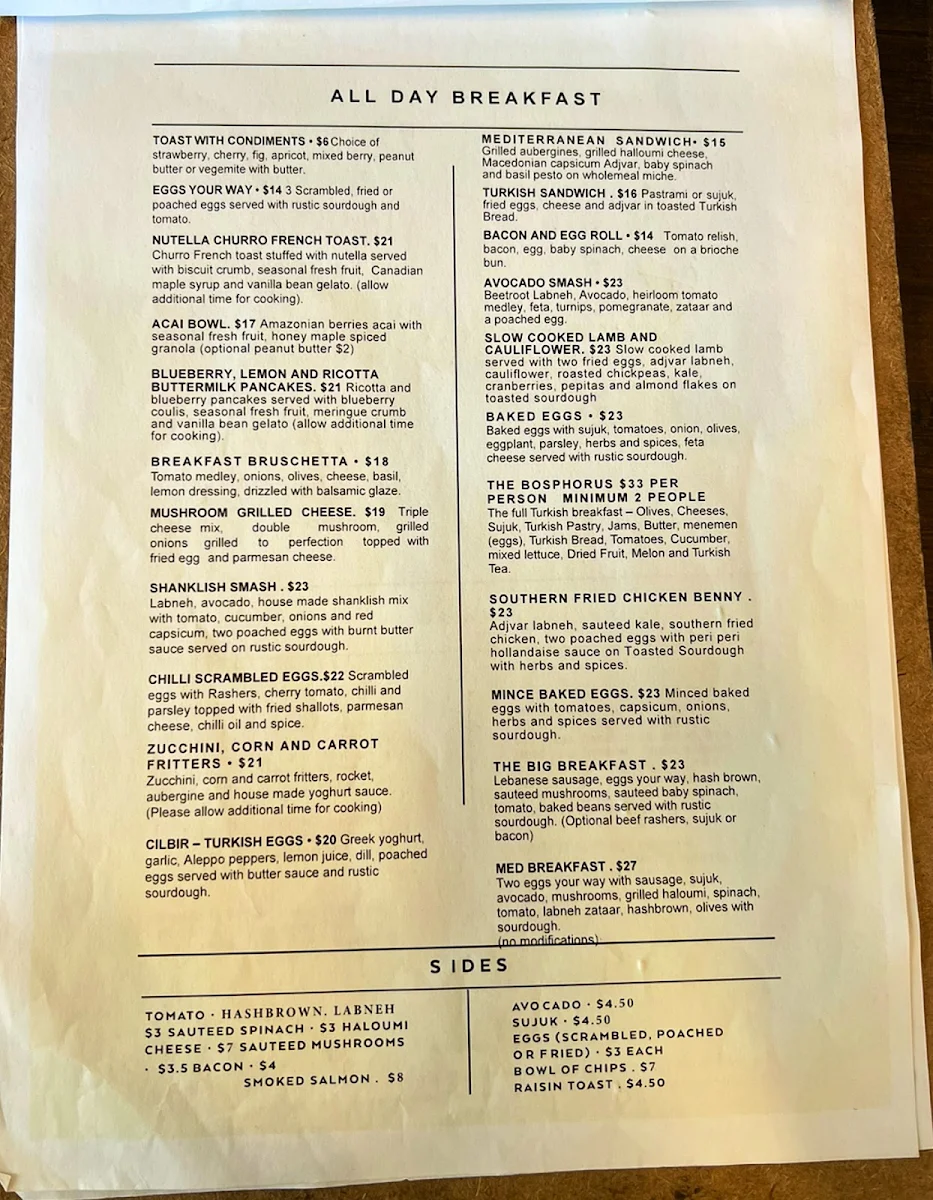 Menu, Rust Bucket