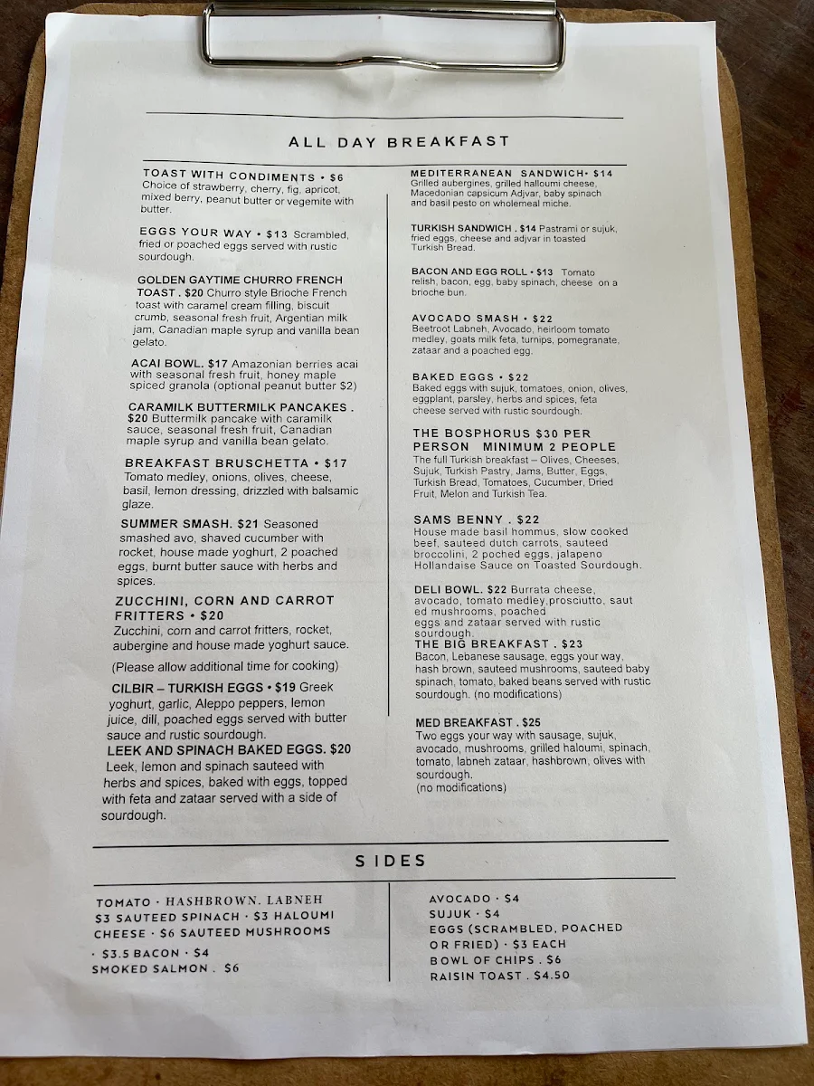 Menu, Rust Bucket