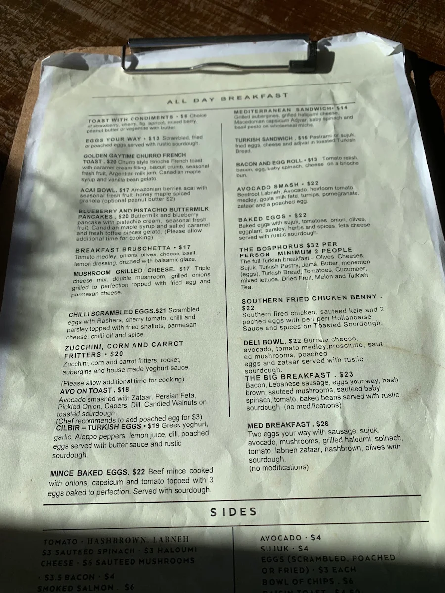 Menu, Rust Bucket