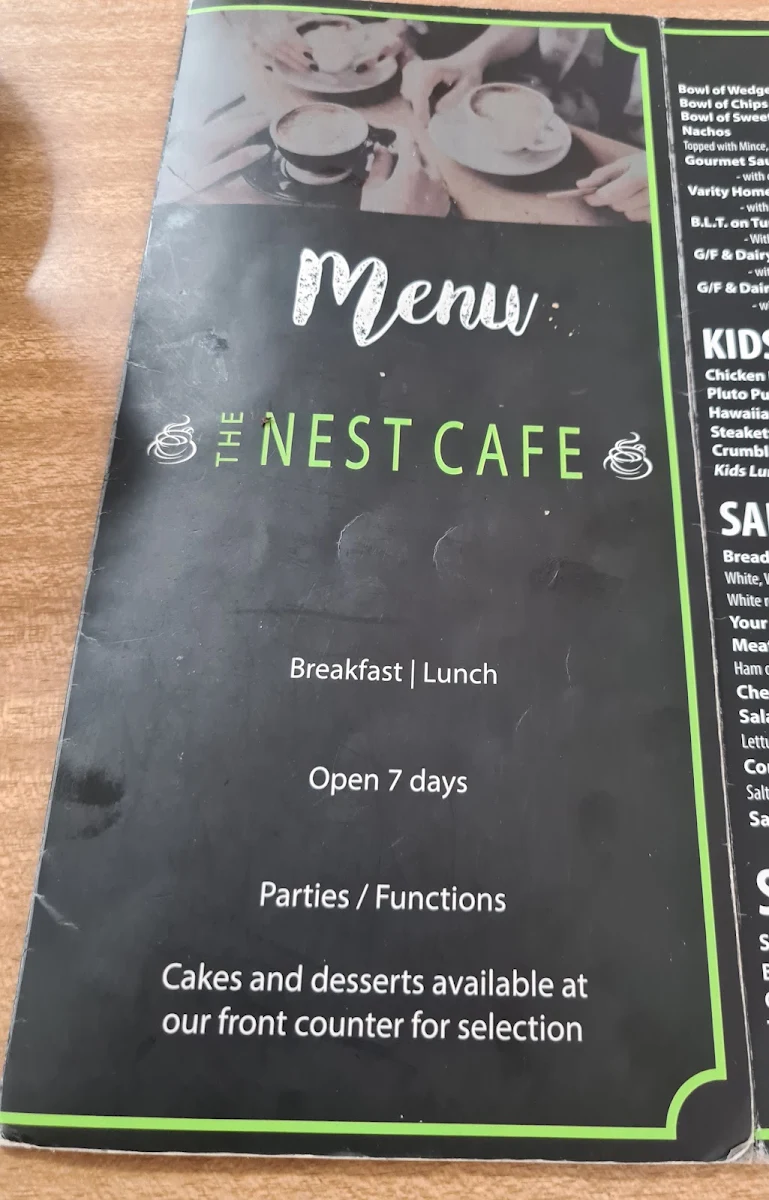 Menu, The Nest Cafe
