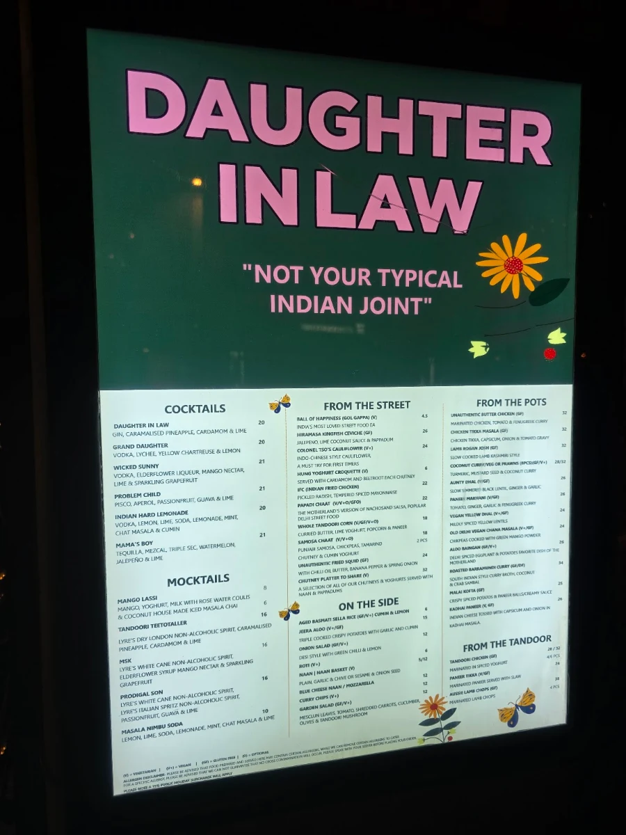 Menu, Daughter in Law
