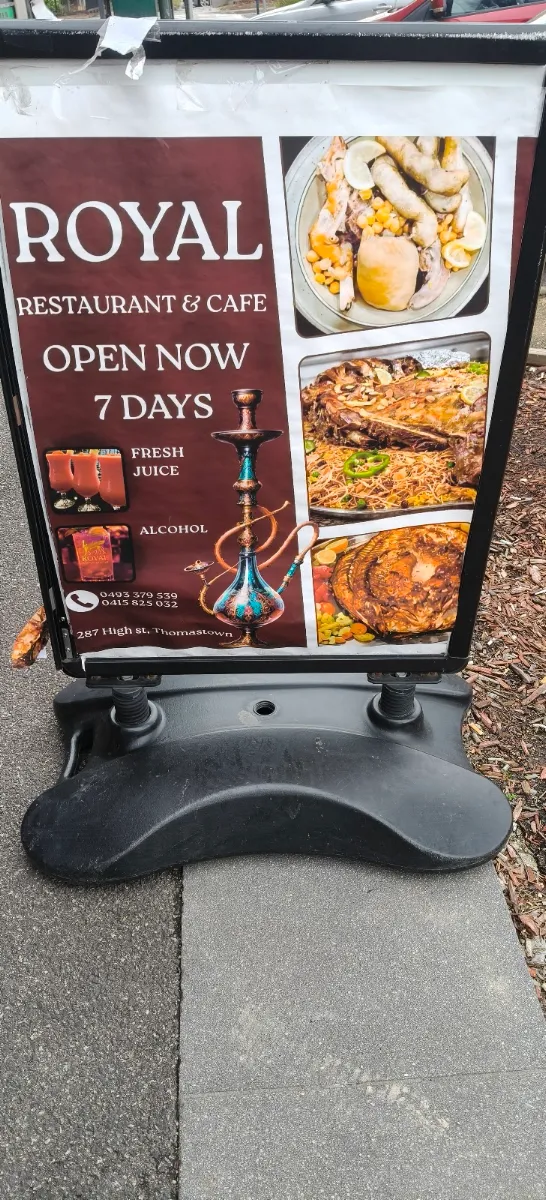 Menu, Royal Restaurant & Cafe