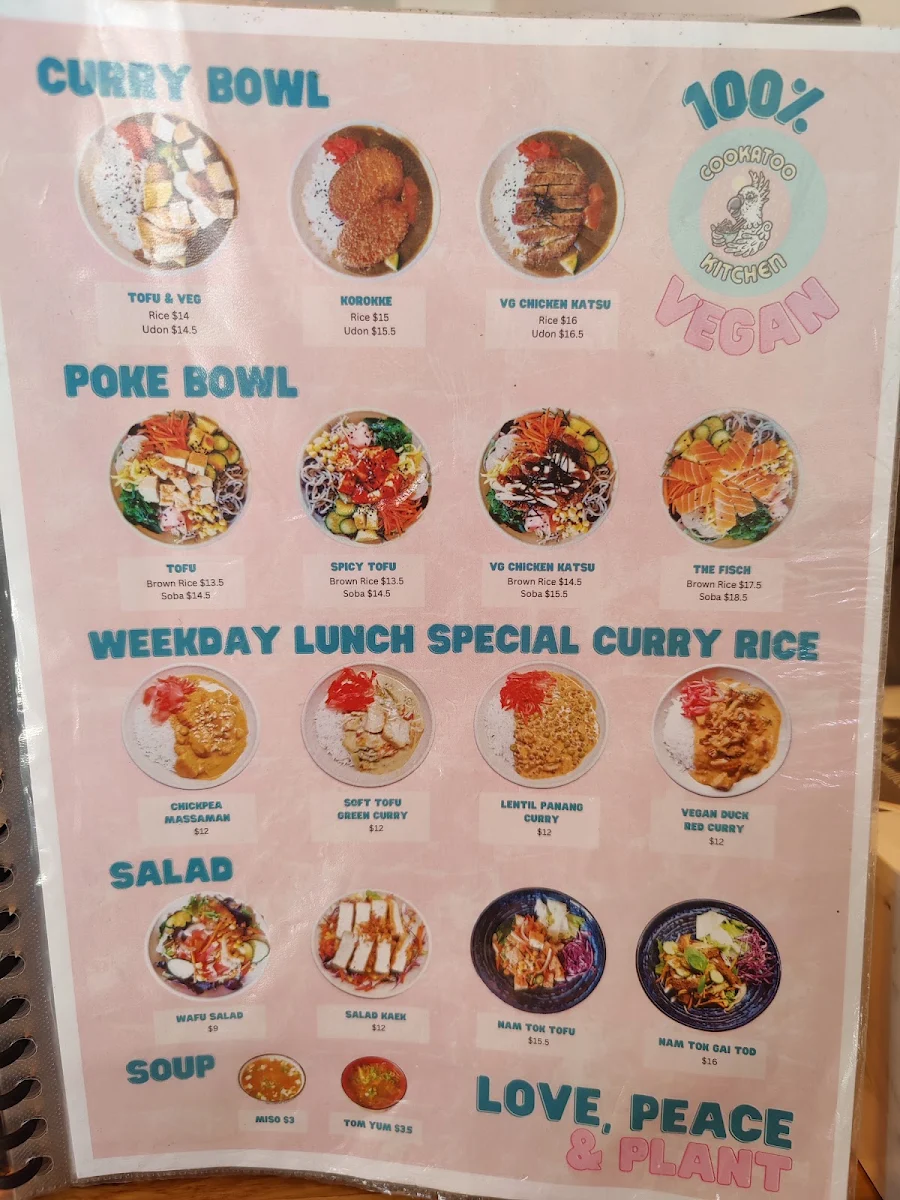 Menu, Cookatoo Kitchen - 100% Vegan