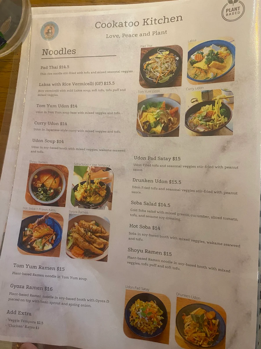 Menu, Cookatoo Kitchen - 100% Vegan