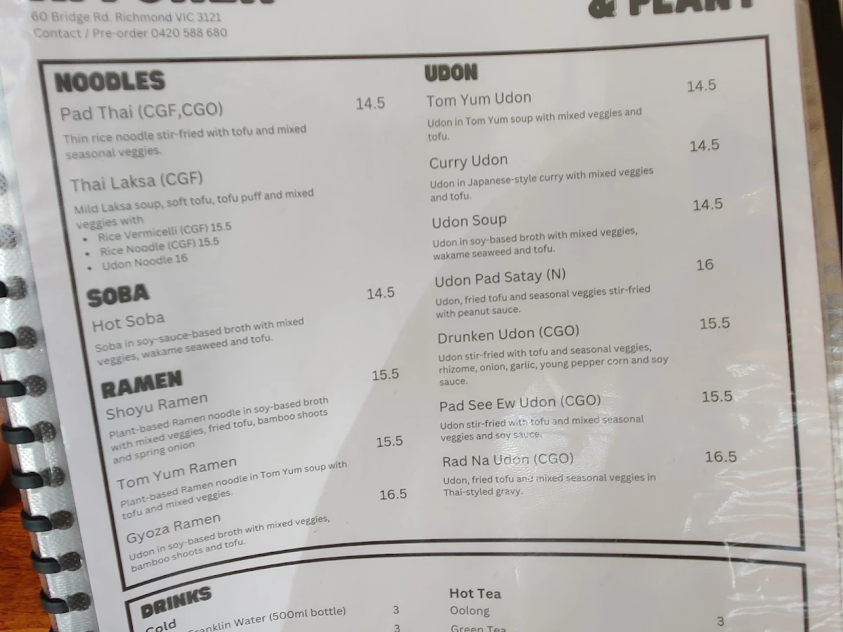 Menu, Cookatoo Kitchen - 100% Vegan