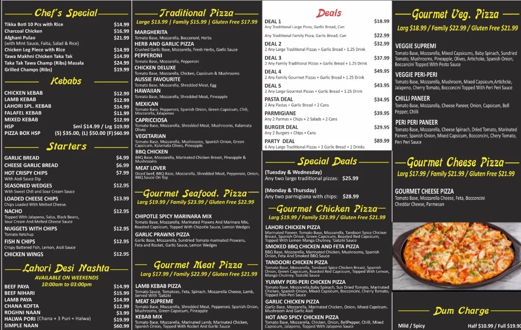 Menu, PIZZA PASTA HOUSE