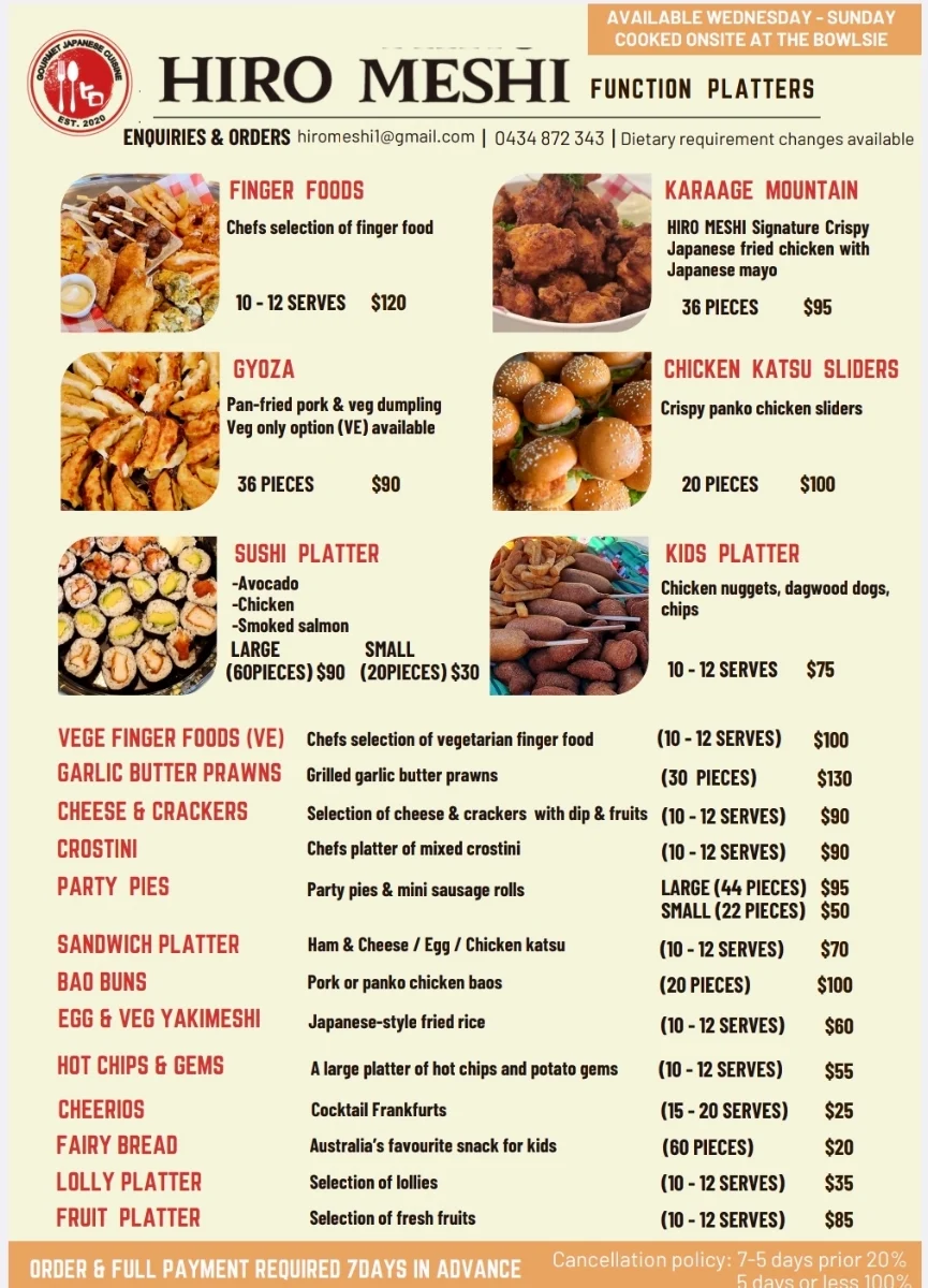 Menu, HIRO MESHI