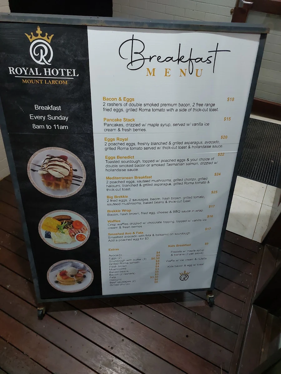 Menu, Mount Larcom Cafe
