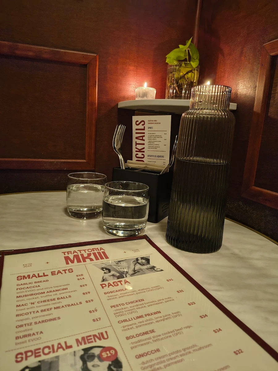 Menu, Trattoria MKIII