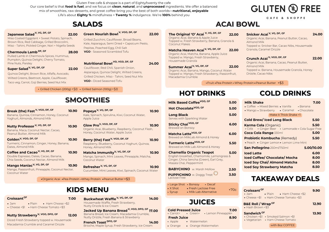 Menu, EightyTwenty Canberra | Belconnen Cafe