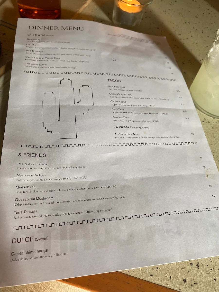 Menu, Chica Bonita Manly