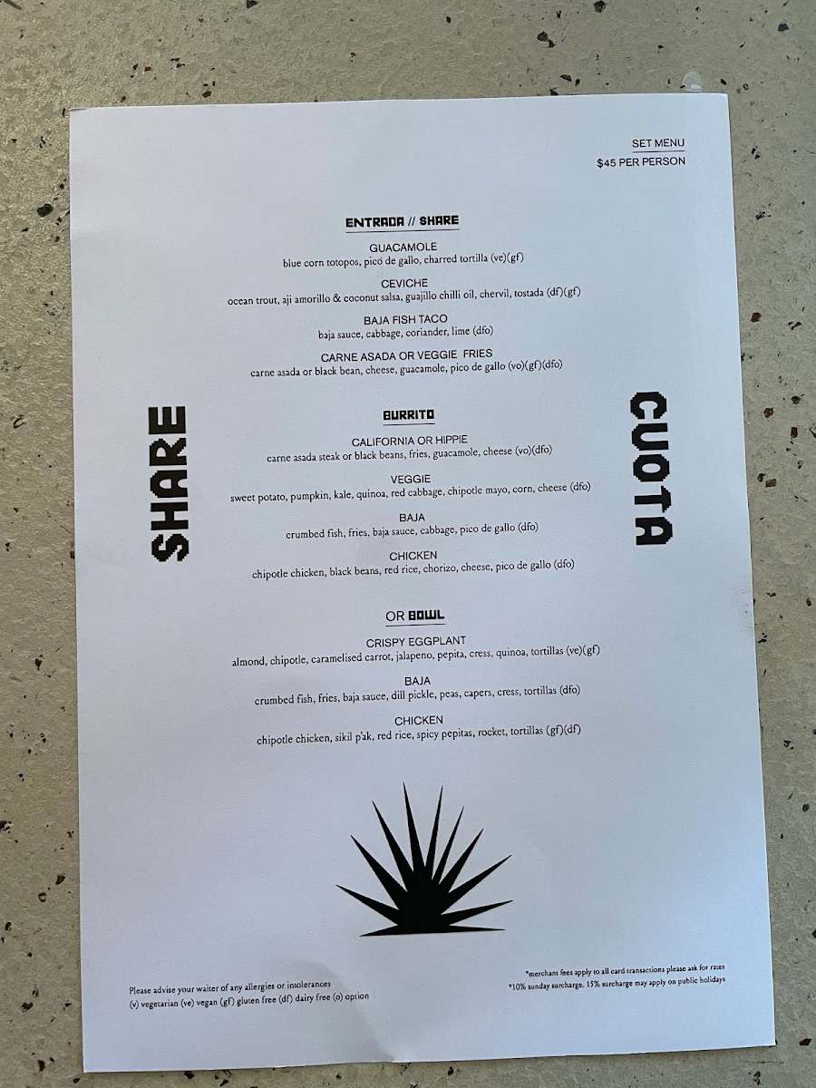 Menu, Chica Bonita Manly