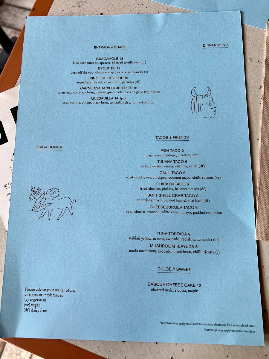 Menu, Chica Bonita Manly