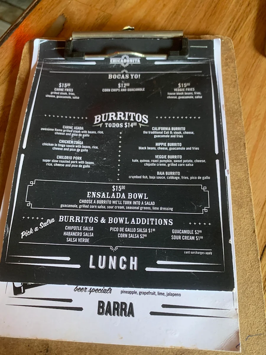 Menu, Chica Bonita Manly