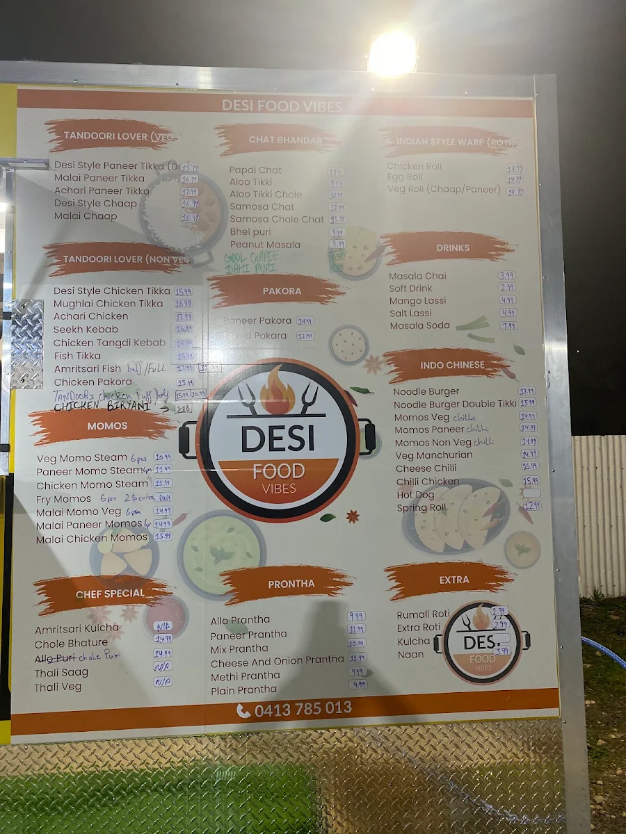 Menu, Desi Food Vibes - West