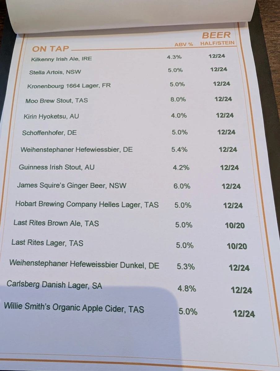 Menu, Bierhalle
