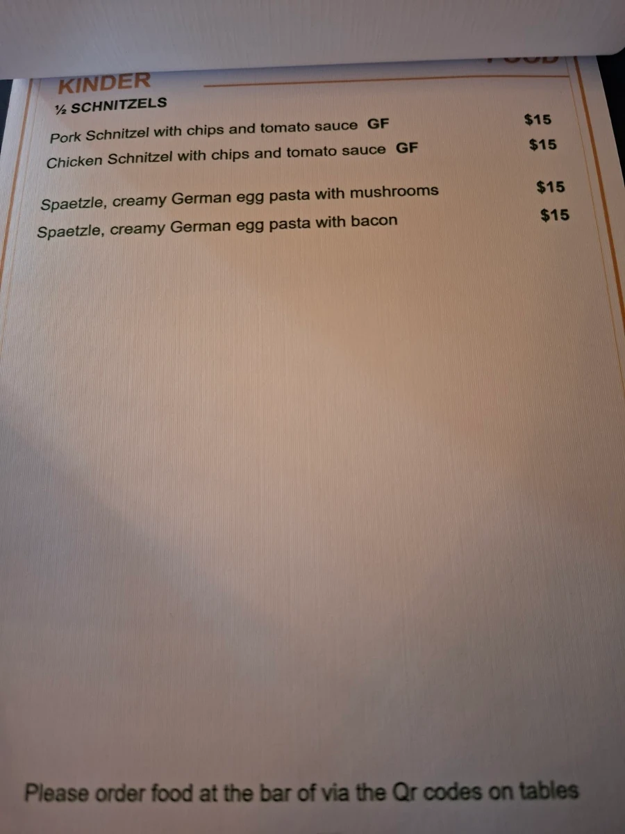 Menu, Bierhalle