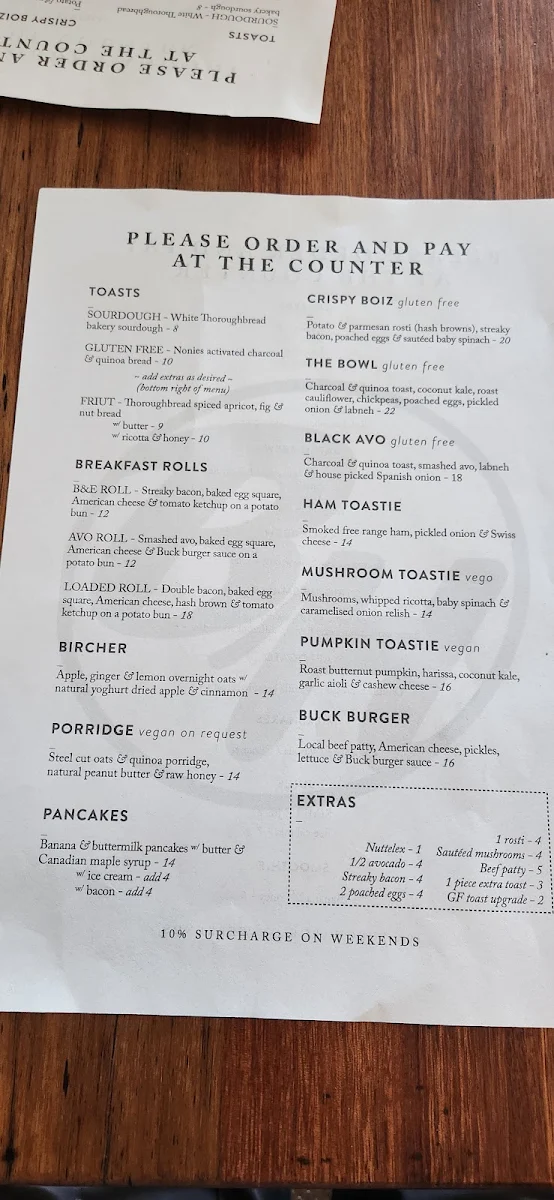 Menu, Buck Hamblin