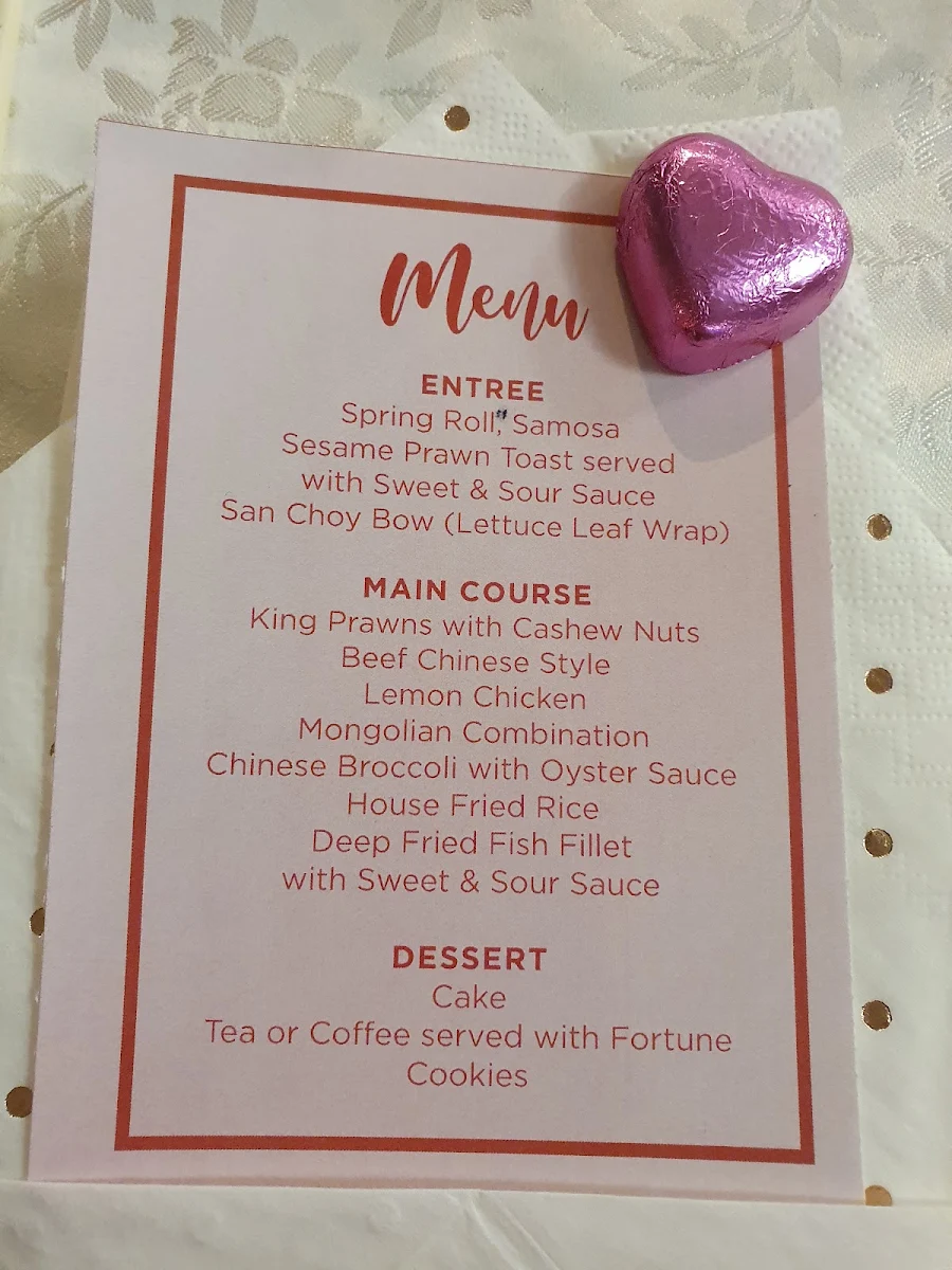 Menu, Brookvale Chinese Restaurant