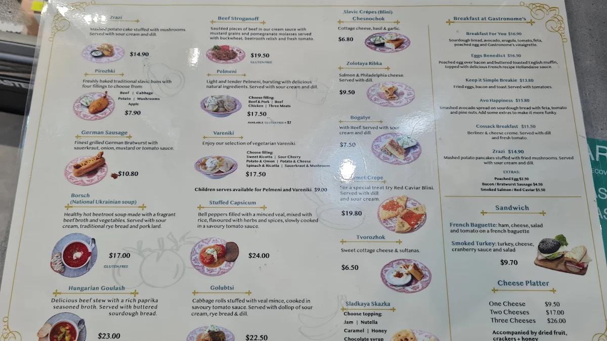 Menu, Gastronome European Deli