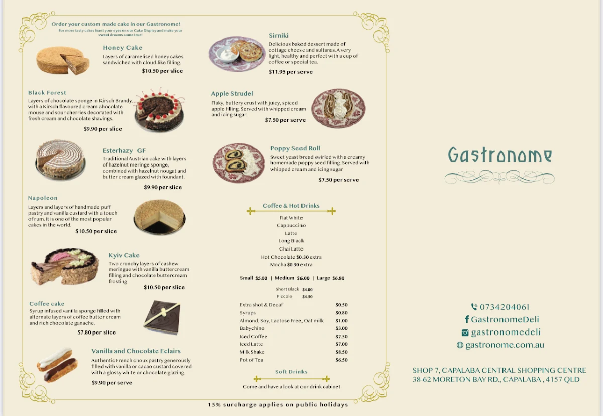 Menu, Gastronome European Deli