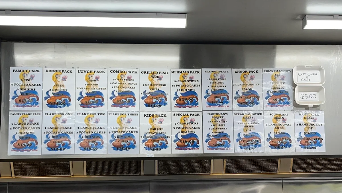 Menu, Seashells Fish and Chip Shop
