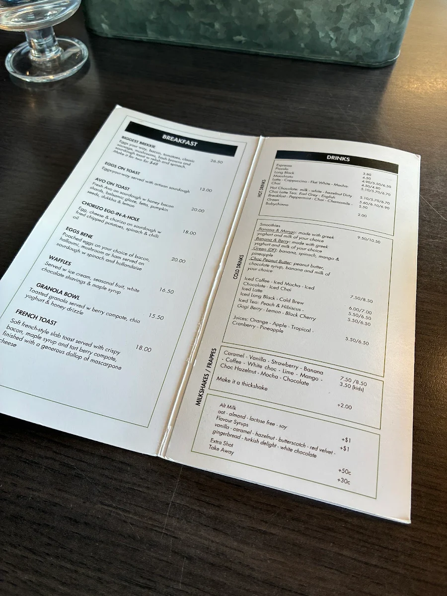 Menu, Carpenters Garden Cafe
