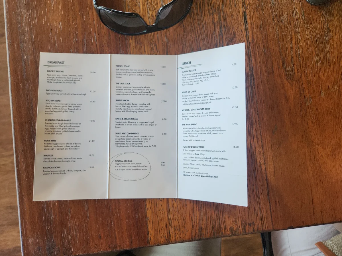 Menu, Carpenters Garden Cafe
