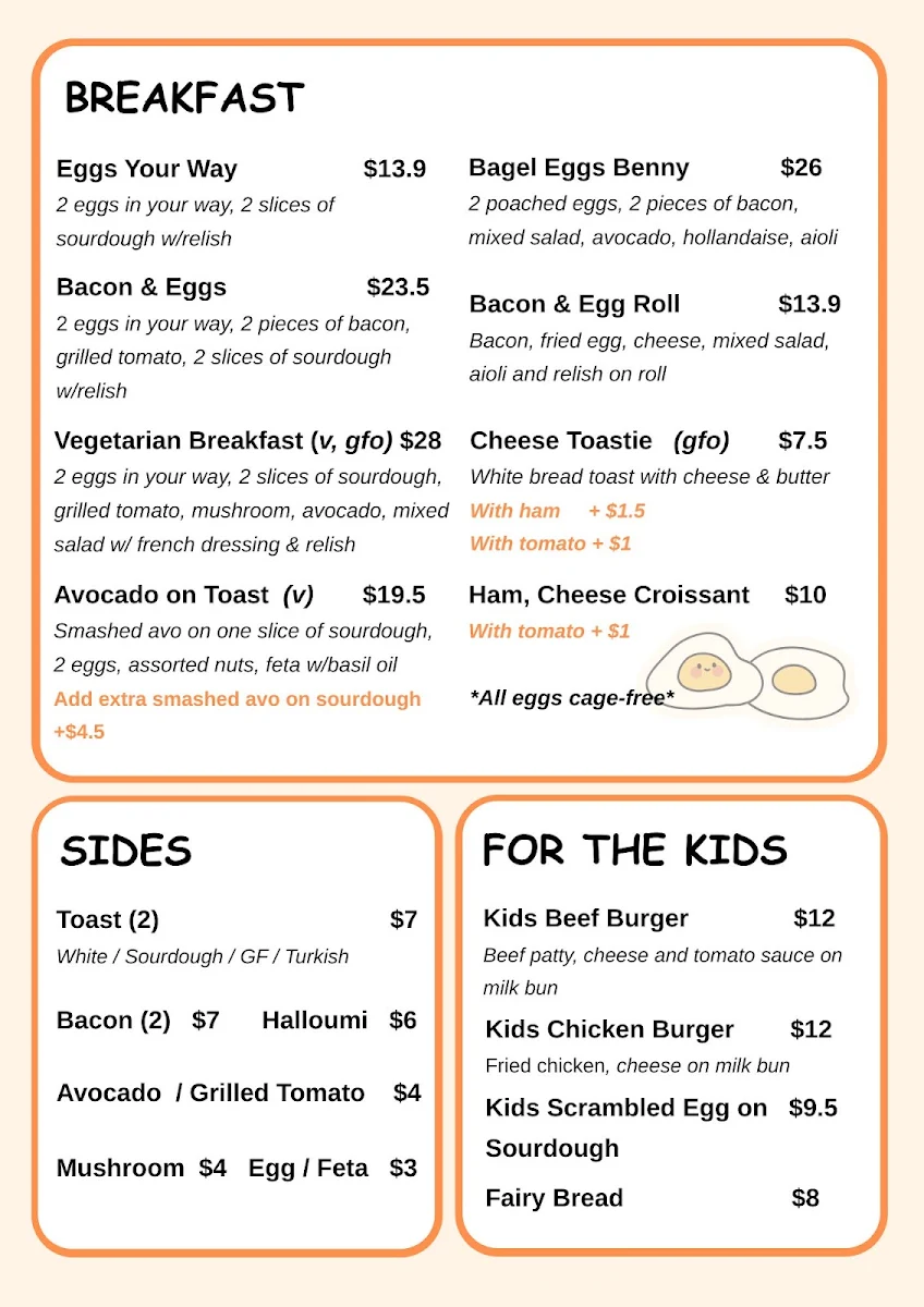 Menu, NaMoo Cafe