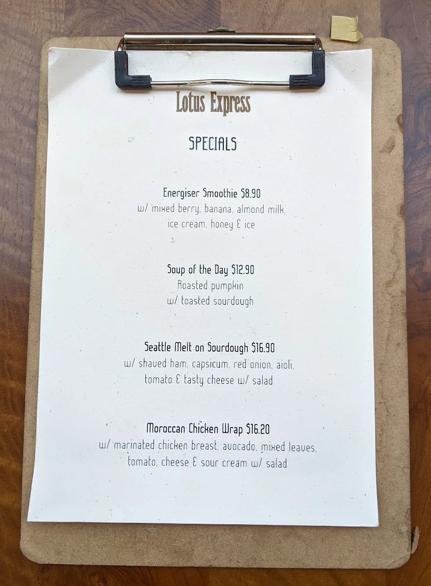 Menu, Lotus Express