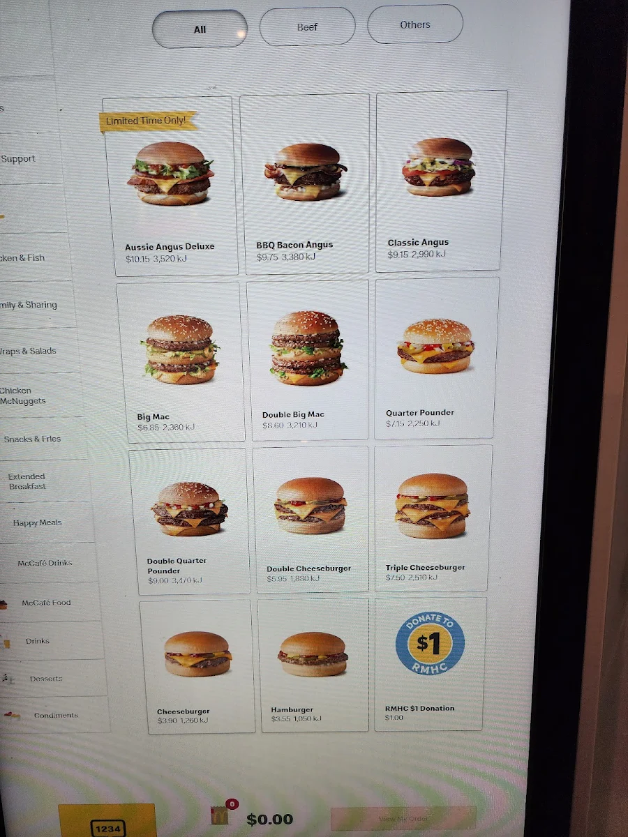 Menu, McDonald's St Kilda