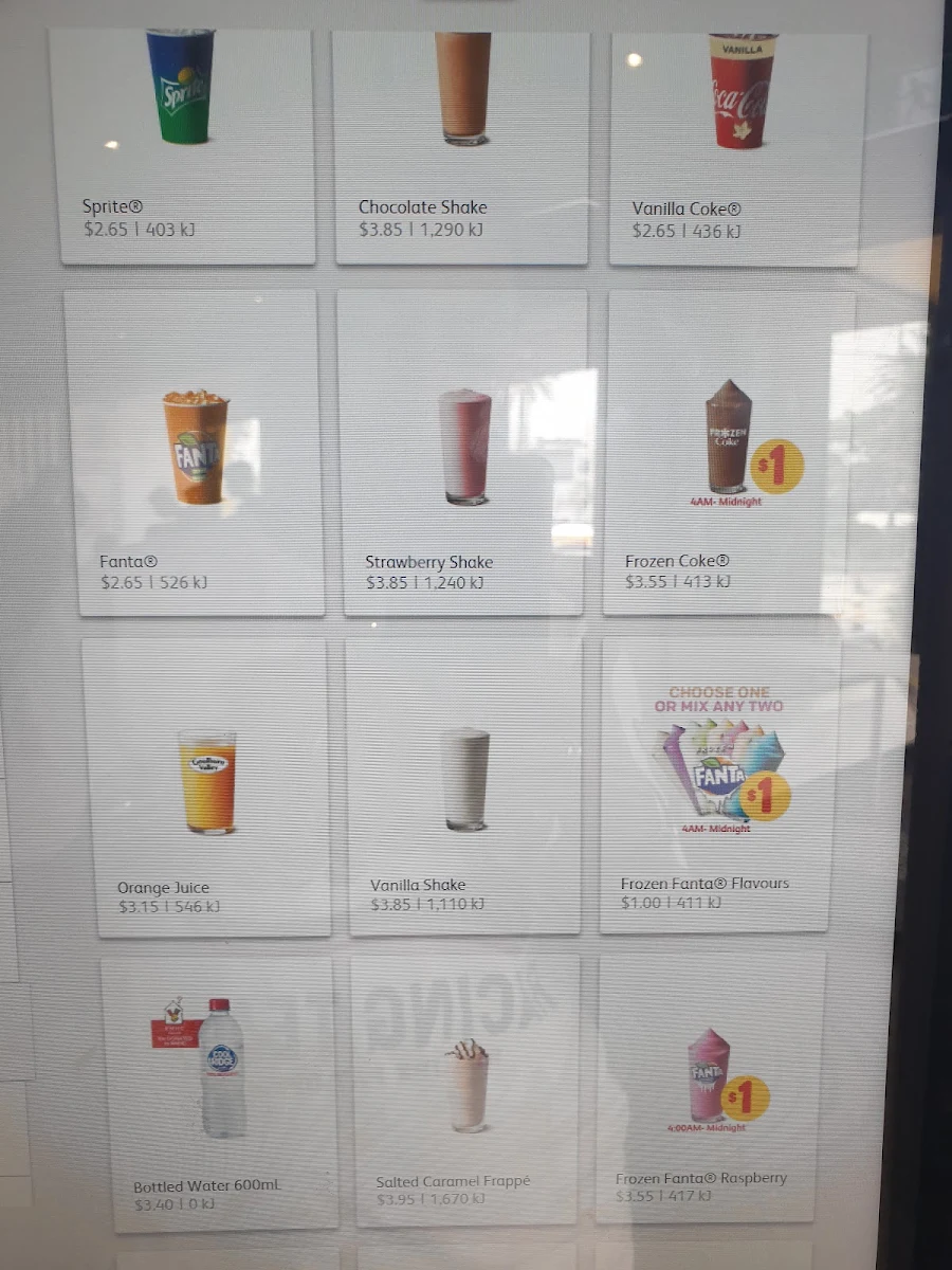Menu, McDonald's St Kilda