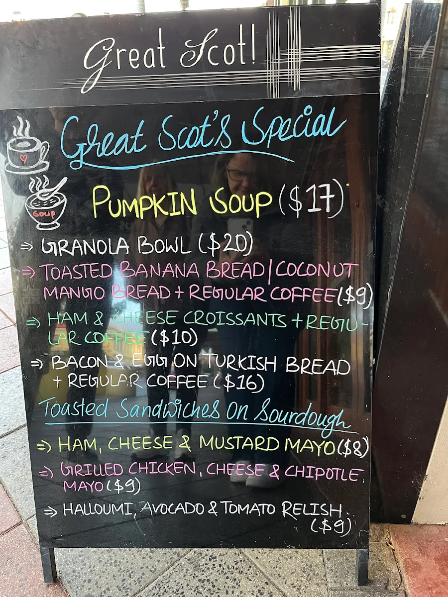 Menu, Great Scot Cafe