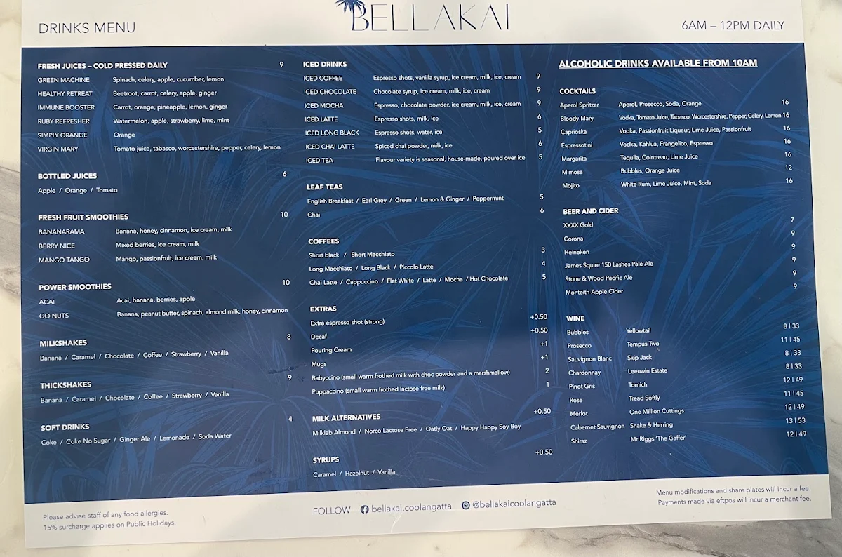 Menu, Bellakai