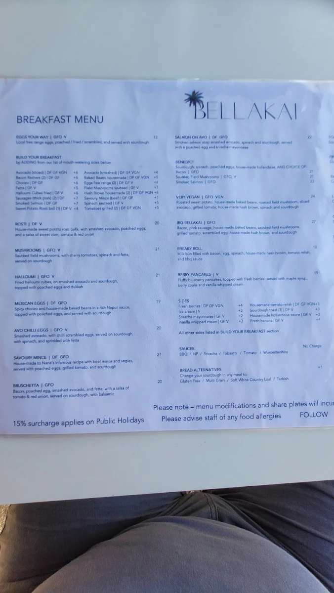 Menu, Bellakai