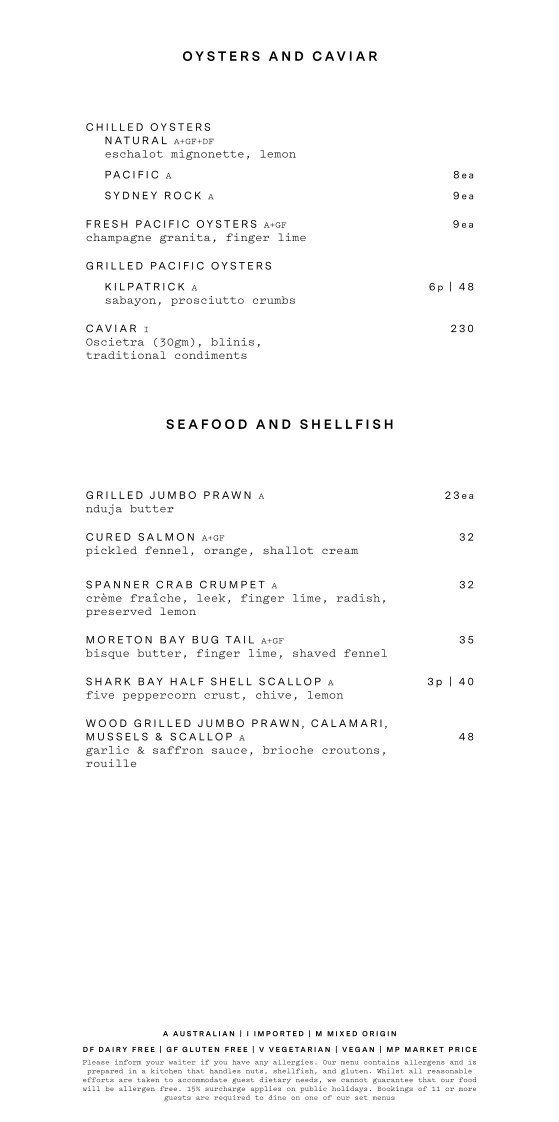 Menu, Marmor