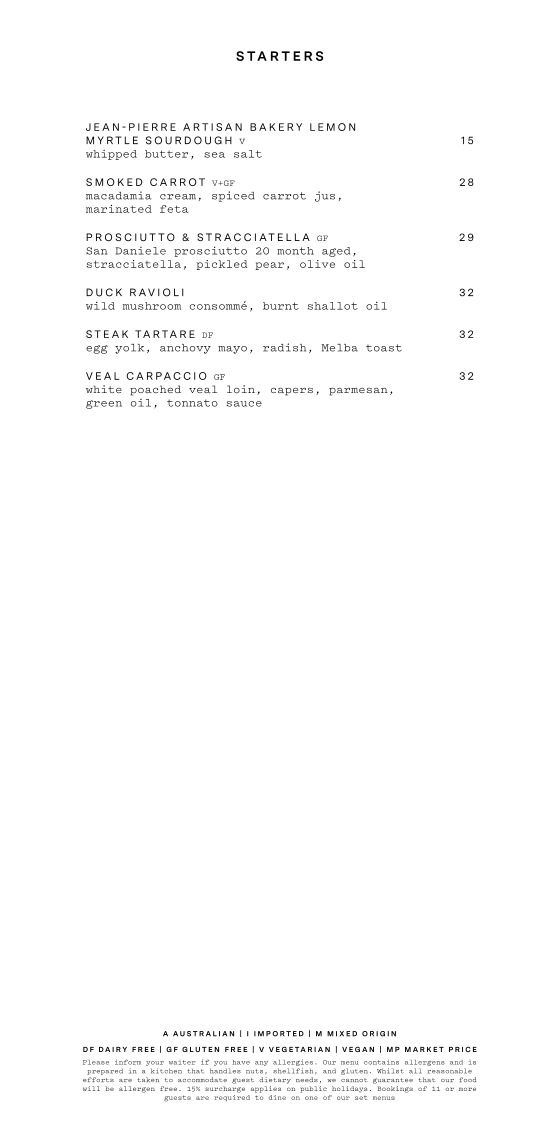 Menu, Marmor