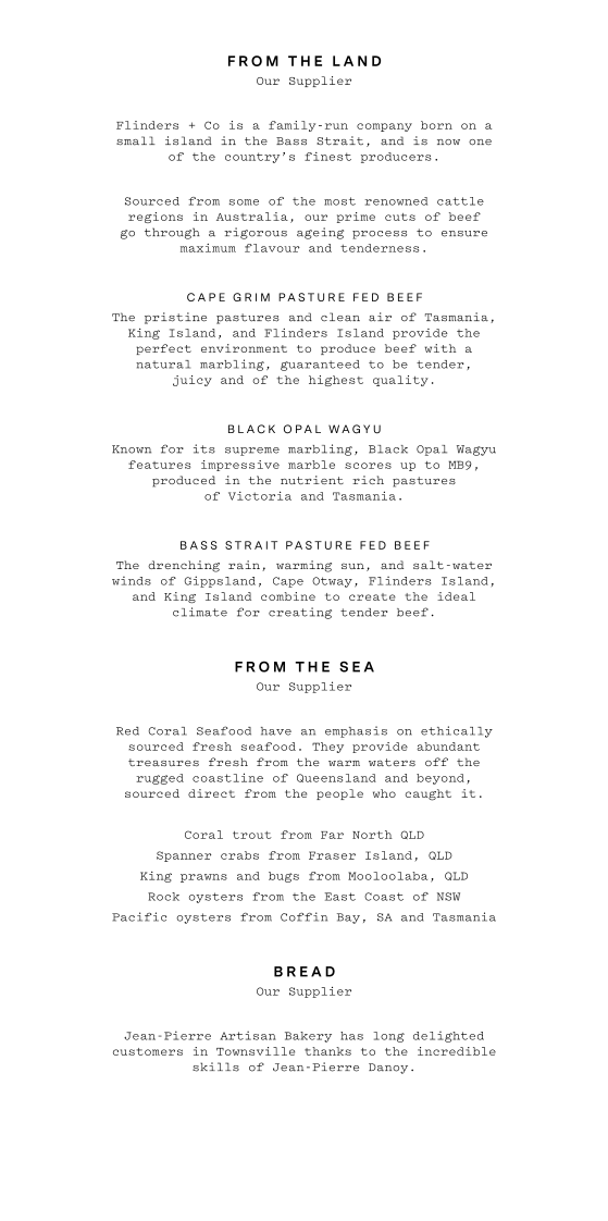 Menu, Marmor