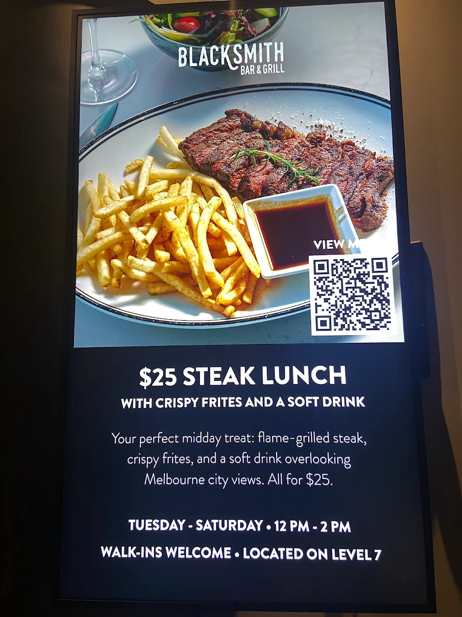 Menu, Blacksmith Bar & Grill