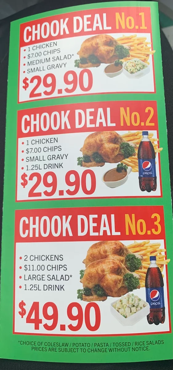Menu, Angle Vale Chicken & Seafood
