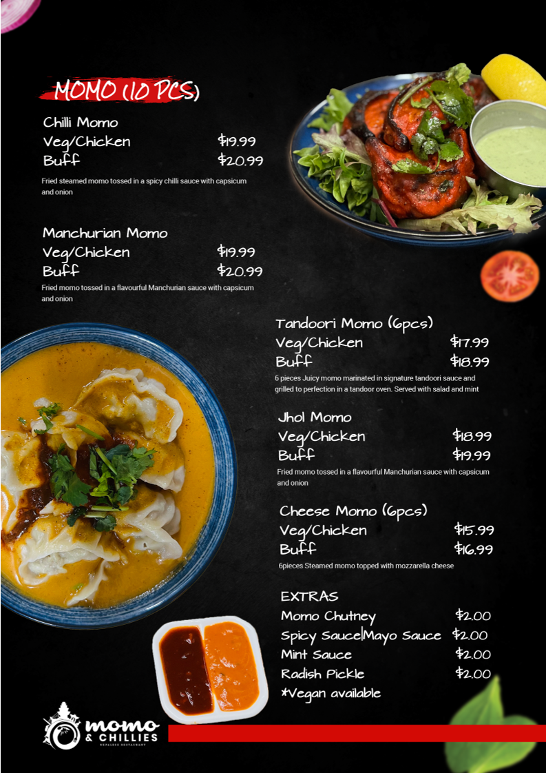 Menu, momo & chillies