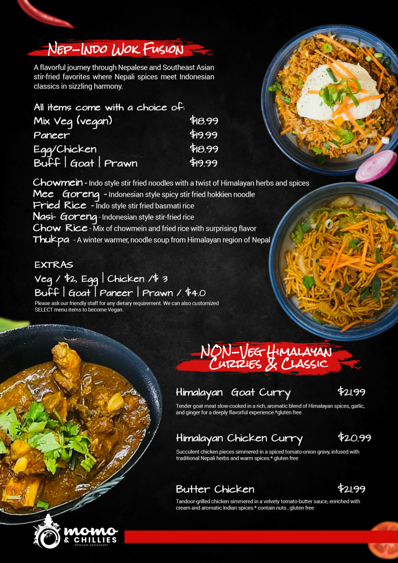 Menu, momo & chillies