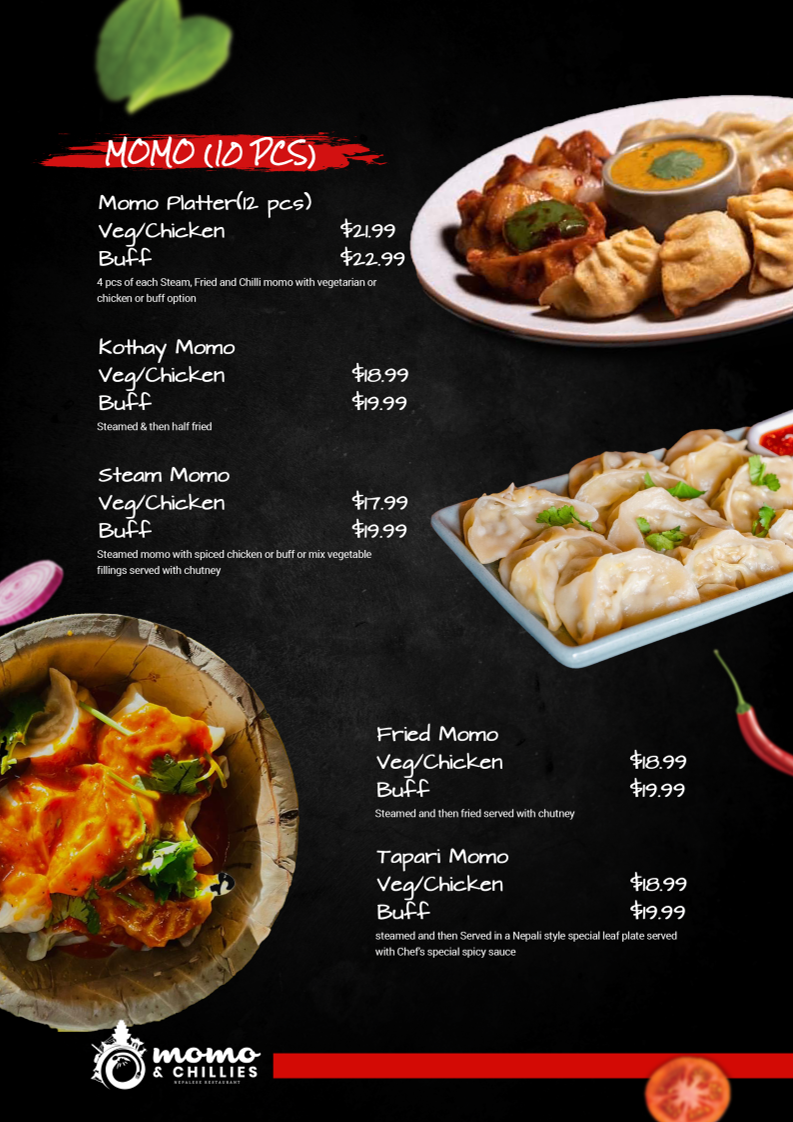 Menu, momo & chillies