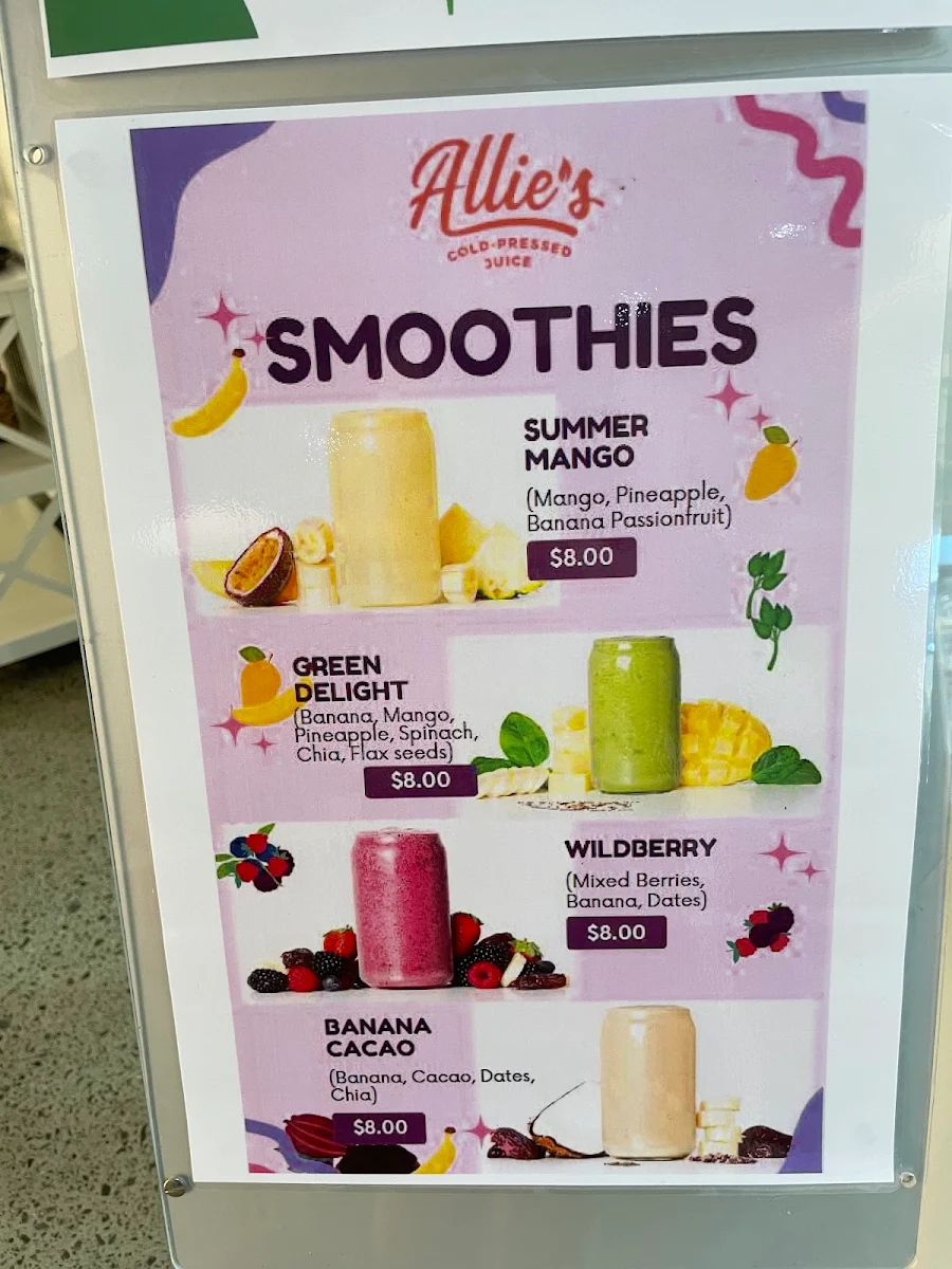 Menu, Pulse Cafe