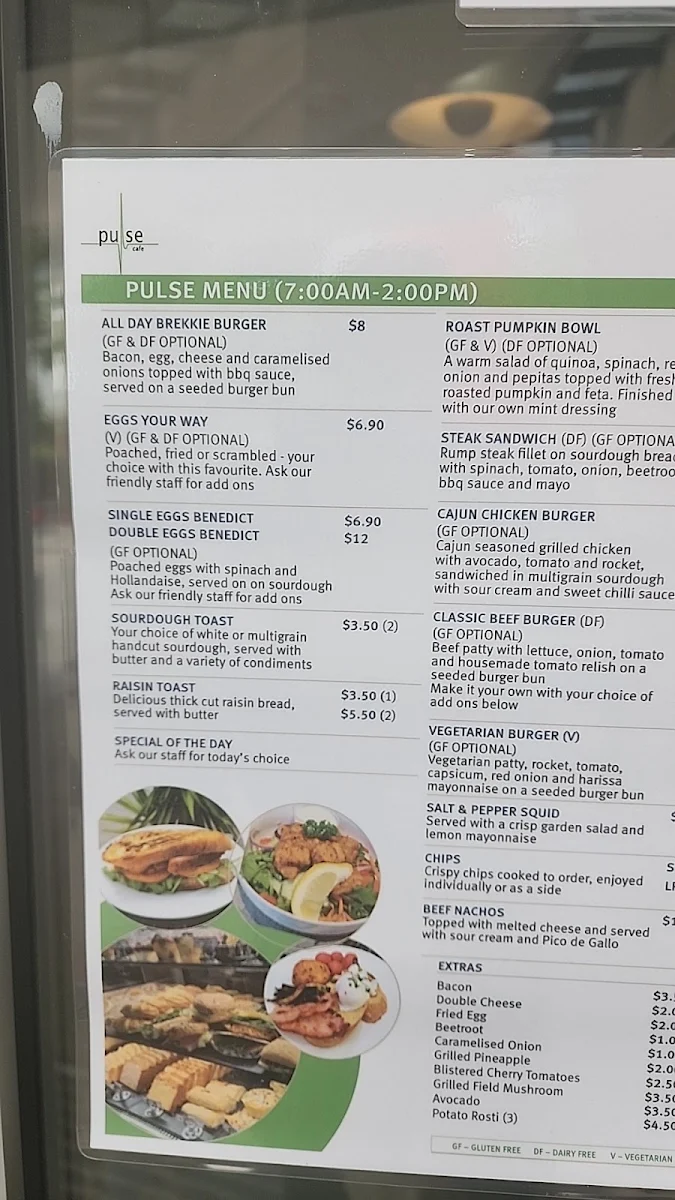 Menu, Pulse Cafe