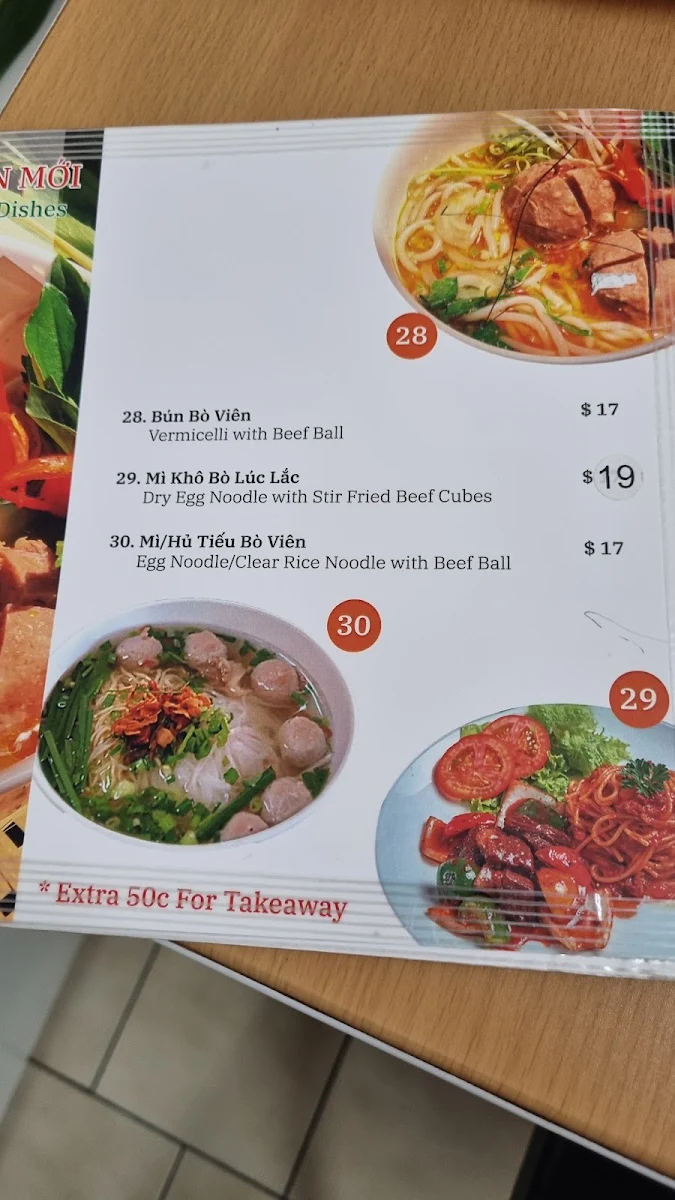 Menu, Thanh Van Restaurant