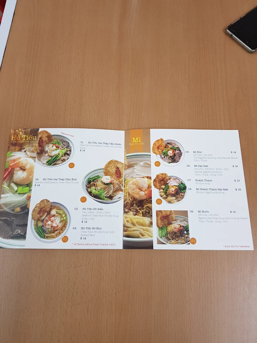 Menu, Thanh Van Restaurant
